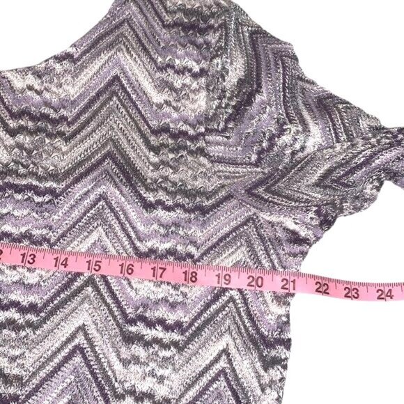 Alfred Dunner Womens Chevron Knit Top With 3/4 Sleeves Purple & Silver Size L So - Picture 7 of 8